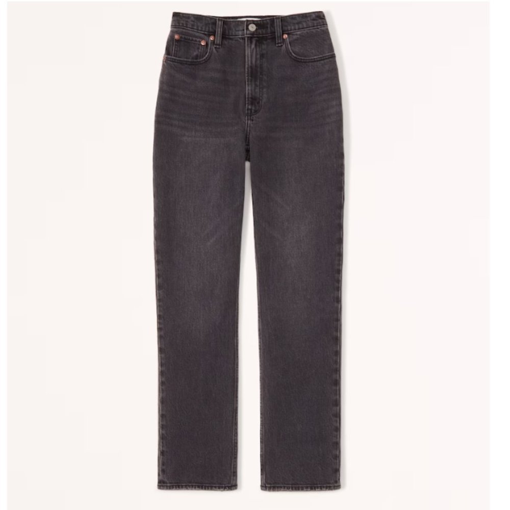 Abercrombie Ultra High Rise 90s Straight Jean Sz 27 XLong Black